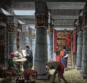 The Library of Alexandria - Vy över interiören av biblioteket i Alexandria i Egypten. av Anonymous Anonymous