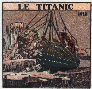 T.S.F.: Titanics förlisning 1912. Nödmeddelanden skickades från fartygets T.S.F. inlägg efter att ha anslutit till ett isberg. Anonym illustration från 1925. Privat samling. av Anonymous Anonymous