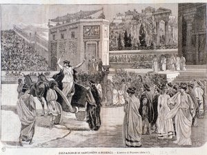 Ankomsten av Deianira, från pjäsen Dejanira av Camille Saint-Saens, uppfördes på arenan i Beziers 1898 av Anonymous Anonymous