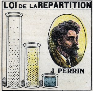Atomerna: distributionslag av Jean Perrin (1870-1942). Anonym illustration från 1925. Privat samling. av Anonymous Anonymous