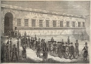 Rocheforts fängelse på 1800-talet. Gravyr i "Fångarnas historia från deras skapelse till idag" (1877) av Pierre Zaccone (1817-1895) (Colonia Penale - Straffkoloni). Privat samling. av Anonymous Anonymous