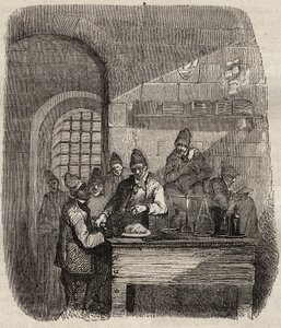Matsalen i Brestfängelset på 1800-talet. Gravyr i "Fångarnas historia från deras skapelse till idag" (1877) av Pierre Zaccone (1817-1895) (Colonia Penale - Straffkoloni). Privat samling. av Anonymous Anonymous