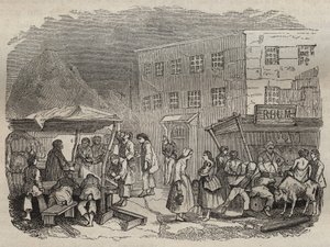 Matsalen i bagne de Rochefort på 1800-talet. Gravyr i "Fångarnas historia från deras skapelse till våra dagar" (1877) av Pierre Zaccone (1817-1895) (Colonia Penale - Straffkoloni) Privat samling. av Anonymous Anonymous