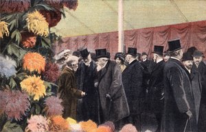 Krysantemfesten: officiell krysantemutställning. Gravyr. En av tidningen "" Le petit parisien"" 1910-11-20. Privat samling. av Anonymous Anonymous