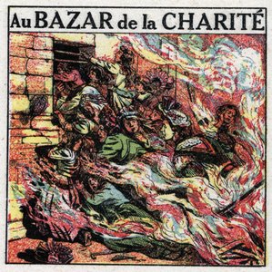 Filmfotografen: branden i biografen i "Bazar de la Charite"" ledde till att mer än 100 dog 1897 i Paris. Anonym illustration från 1925. Privat samling. av Anonymous Anonymous