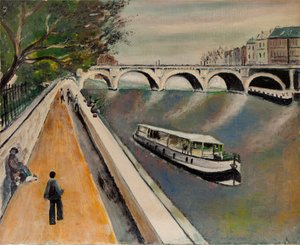 Den nya bron i Paris 1950 - anonym målning av Anonymous Anonymous