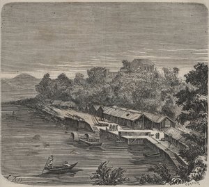 Fängelset Saint-Laurent i Cayenne (Franska Guyana) på 1800-talet. Gravyr i "Historia om fängelserna från deras skapelse till idag" (1877) av Pierre Zaccone (1817-1895) (Colonia Penale - Straffkoloni) av Anonymous Anonymous