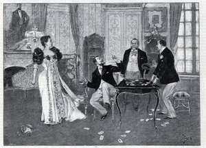 Teaterrepresentation: "" The Systeme Ribadier"", vaudeville av Georges Feydeau (1862-1921) och Maurice Hennequin (1863-1926) på Theatre du Palais-Royal i Paris. Gravyr i "Le monde illustree" från 1892. Privat samling. av Anonymous Anonymous