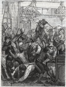Stöld av möbelvakten (nuvarande Hotel de la Marine, Place de la Concorde) - Stöld i veckan från 11 till 17 september 1792 av ett band på uppdrag av Paul Miette, från en del av Diamonds, på hotel du Garde-Meuble de la Couronne, Paris, där t av Anonymous Anonymous