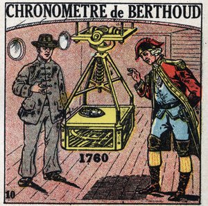 Tid: Marin kronometer uppfunnen av Ferdinand Berthoud (1727-1807) 1760. Anonym illustration från 1925. Privat samling. av Anonymous Anonymous