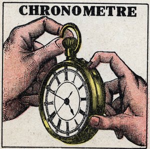 Tid: en kronometer. Anonym illustration av 1925. Privat samling. av Anonymous Anonymous