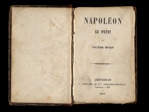 Titelsidan för "" Napoleon den lille", politisk pamflett av Victor Hugo om Louis-Napoleon Bonaparte (Napoleon III). 1855. av Anonymous Anonymous
