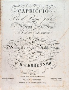 Titelsida för musikaliska partitur av Capriccio av F Kalkbrenner av Anonymous Anonymous