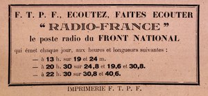 Traktat av FFI-FTPF som ringer för att lyssna på Radio France, "" Front Nationals radiostation"" av Anonymous Anonymous