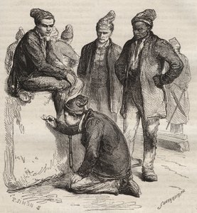 Typer av gallerier från Brest Bagne på 1800-talet. Gravyr i "Fångarnas historia från deras skapelse till idag" (1877) av Pierre Zaccone (1817-1895) (Colonia Penale - Straffkoloni). Privat samling. av Anonymous Anonymous