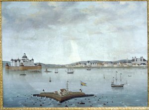 Vy över Kalmar med Kalmar slott, Sverige ... (akvarell) av Anonymous Anonymous