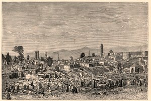 Utsikt över staden Erzurum (Erzurum) i Armenien (nu Turkiet). Gravyr i "The Catholic Missions in the XIXth Century"" av Louis-Eugene (Louis Eugene) Louvet. privat samling. av Anonymous Anonymous