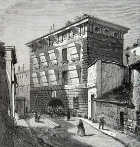 Utsikt över det tidigare fängelset La Force, rue du roi de Sicilien i Paris på 1800-talet, Gravyr, Privat samling av Anonymous Anonymous