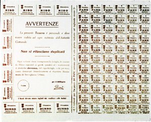 WWI: ransoneringsbiljetter för bröd, smör, socker och ris (tryck, ca 1914-1918) av Anonymous Anonymous