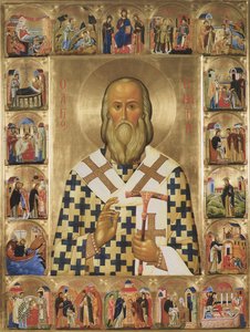 Sankt Ignatius Brianchaninov med scener ur hans liv, 1900-talet av Anonymous Russian icon painter