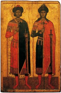 De heliga Boris och Gleb, mitten av 1300-talet. av Anonymous Russian icon painter