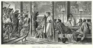 Bankett i Agathon, antikens Grekland, enligt Platon (litho) av Anselm Feuerbach