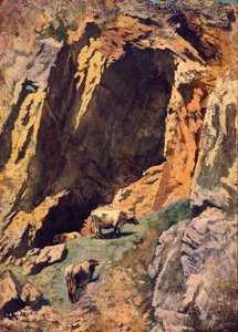 Klippklyfta med kor av Anselm Feuerbach