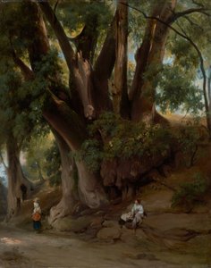 Italienskt landskap med träd (väg nära Albano) av Anselm Feuerbach
