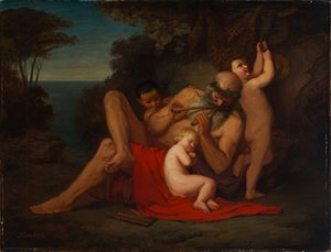 Silenos med sovande Bacchuspojke av Anselm Feuerbach