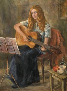 Nichola spelar sin gitarr
