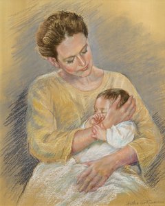 Vanessa Macdonald-Haig med barnbarnet Toby, 2000 (pastell)