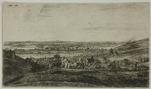 En stad i en dal av Anthonie Waterloo