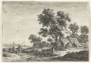 Bönder på en kulle Landskap med figurer (serietitel) av Anthonie Waterloo