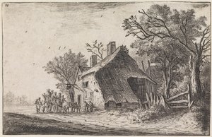 Resenärernas ankomst till värdshuset (nr 2 i en serie om 12 tryck) av Anthonie Waterloo