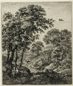 Elias i vildmarken, ur Sex landskapsmotiv från Gamla testamentet av Anthonie Waterloo