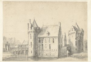 Vy över Sjaerdema slott i Franeker av Anthonie Waterloo
