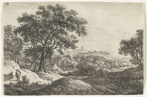 Kuperat landskap med en by Landskap (serietitel) av Anthonie Waterloo