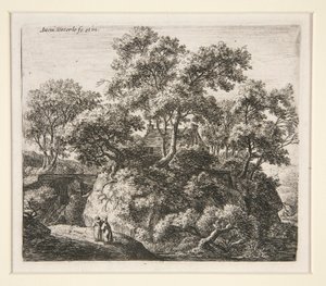 Landskap med två eremiter av Anthonie Waterloo