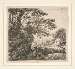 Man Sleeping Beside the Road, från en uppsättning av 6 etsningar, B. 47-52 av Anthonie Waterloo