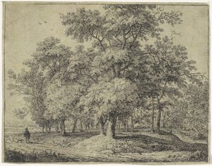 Man med hund i en skog Forest Views, serie A (serietitel) av Anthonie Waterloo