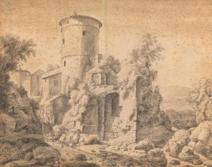 Ruin med runt torn av Anthonie Waterloo