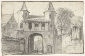 Stadsport i Hamburg (?), sedd från insidan av Anthonie Waterloo