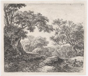 Tre pojkar och deras hundar Gränden i skogen, 1600-talet. av Anthonie Waterloo