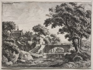 Tolv landskap (H.95-106): De två broarna av Anthonie Waterloo