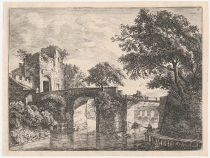 Två stenbroar, 1600-talet. av Anthonie Waterloo