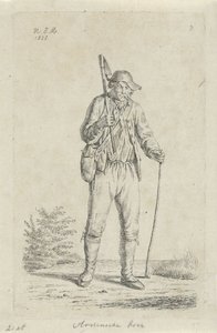 Bonde från Ardennerna med hacka Ardennerbonde (titel på objekt) Bönder och kvinnliga bönder från Förenade kungariket Nederländerna (serietitel) av Anthonie Willem Hendrik Nolthenius de Man