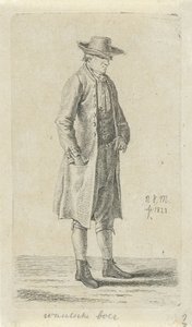 Man med handen i jackfickan Vallonsk bonde (titel på objekt) 12 studiefigurer (serietitel) av Anthonie Willem Hendrik Nolthenius de Man