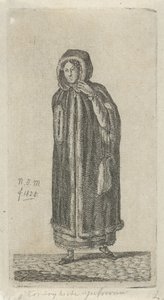 Kvinna med mantel Kortrijk Miss (titel på objekt) 12 studiefigurer (serietitel) av Anthonie Willem Hendrik Nolthenius de Man