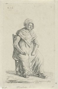 Sittande bondfru från Vallonien Vallonsk bondfru (titel på objektet) Bönder och kvinnliga bönder från Förenade kungariket Nederländerna (serietitel) av Anthonie Willem Hendrik Nolthenius de Man