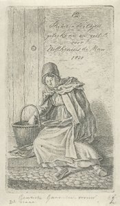Sittande kvinna med korg och tallrik Gentsche Räkkvinna (titel på objekt) 12 studiefigurer (serietitel) av Anthonie Willem Hendrik Nolthenius de Man